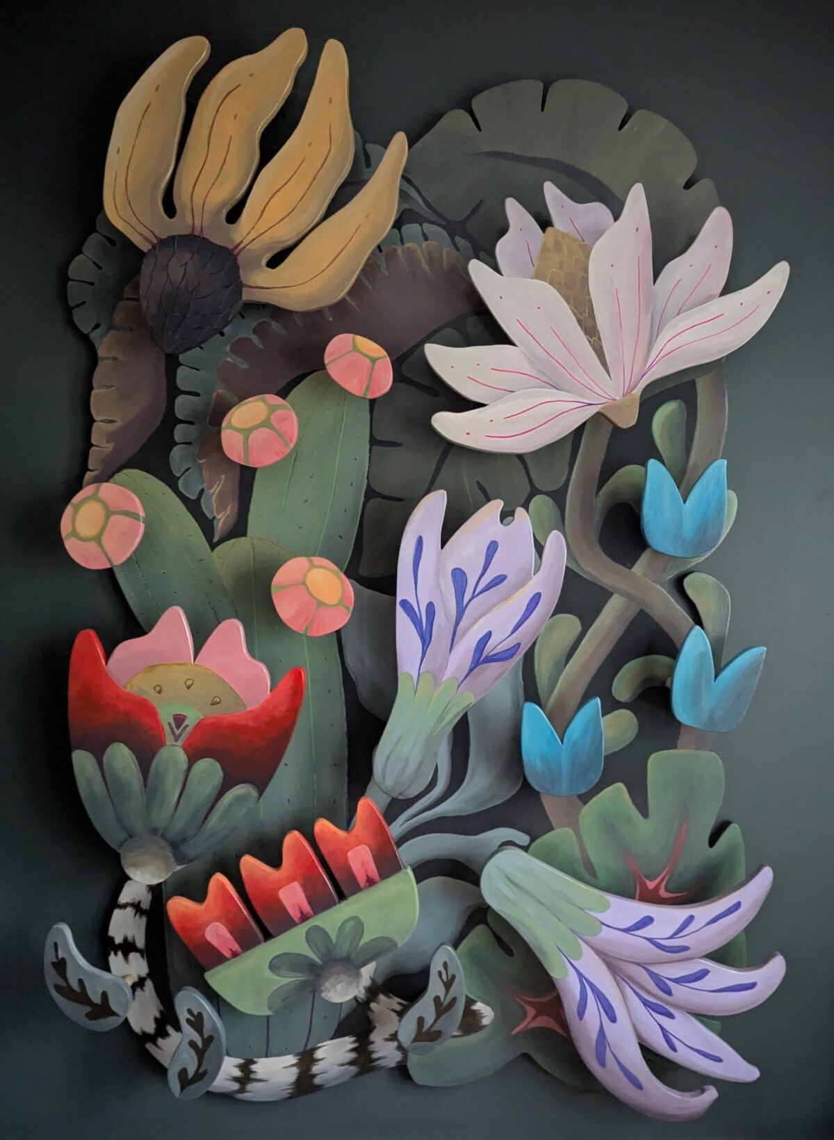 Floral wall hook rack