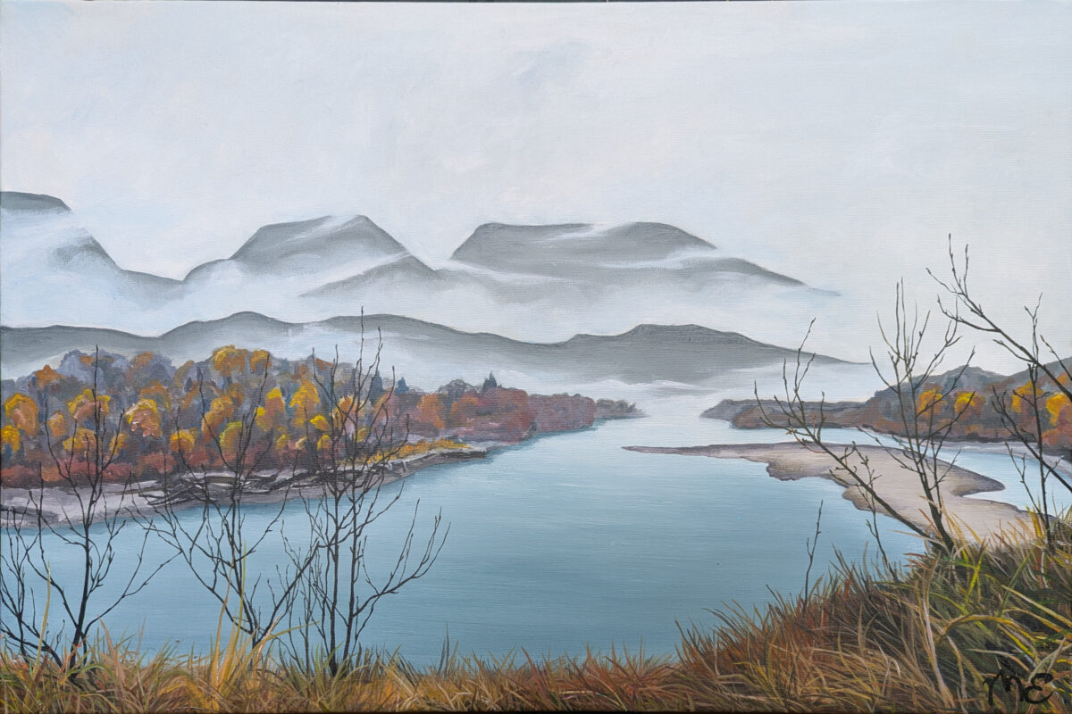 painting of the river from Eagle Ridge, Squamish